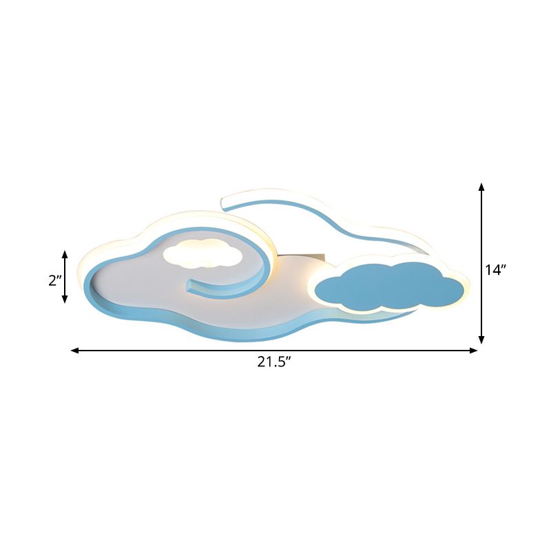 Blue Cloud Ceiling Mount Light Fixture Minimalist Acrylic LED Flushmount for Bedroom