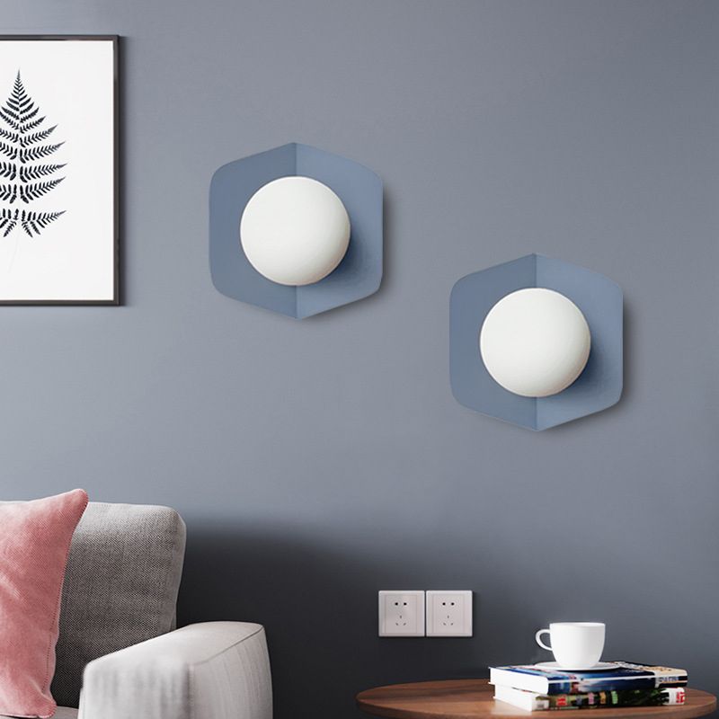 Metal colorido de lámpara de montura de montaje de montaje tono de vidrio 1 lámpara de pared de macarrón ligero apliques