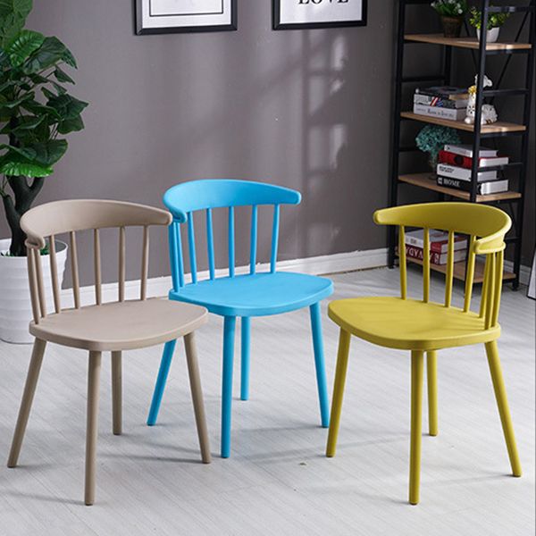 Contemporary Style Dining Chair Armless Chairs with Plastic Legs for Home
