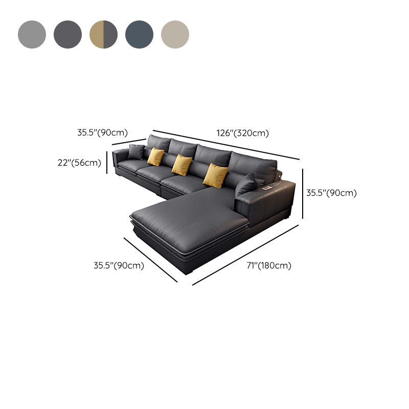 Contemporary Cushions Square Arm Living Room Faux Leather Stationary Sofa