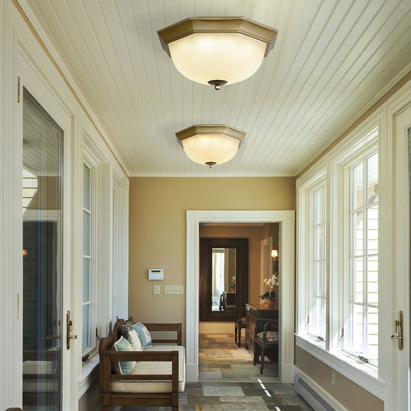 12.5" Wide Bowl Flush Mount Classic Glass Flush Ceiling Light for Entry