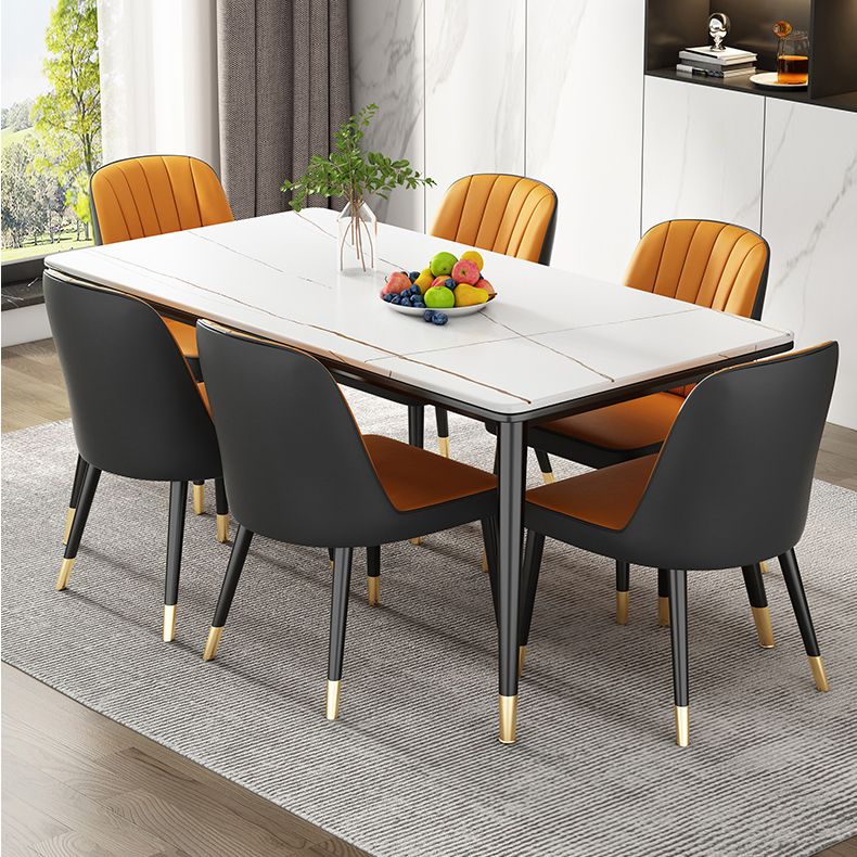 Mesa de comedor de piedra sinterizada Estilo de lujo 4 patas Mesa de rectángulo base para el hogar