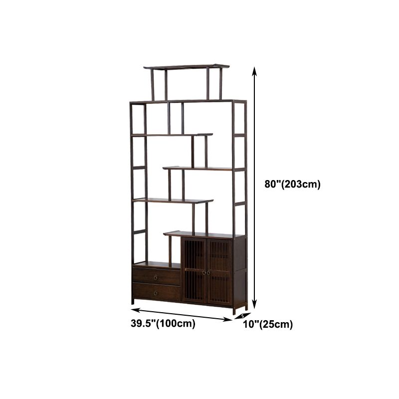 Espresso Shelf Bookcase with Doors Open Back Bookshelf for Office