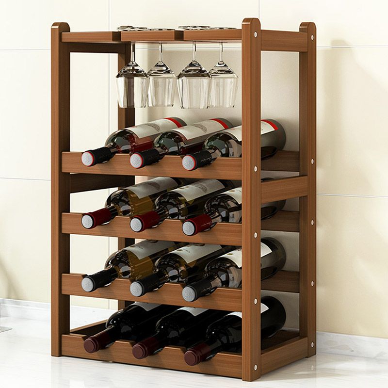 Countertop Wine Rack Solid Wood Wine Bottle Rack for Kitchen