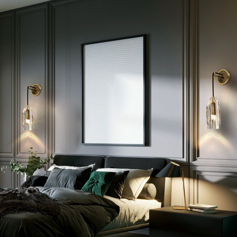 Crystal Gold LED Wall Lamp in Modern Luxury Style Copper Hanging Wall Sconce for Interior Spaces