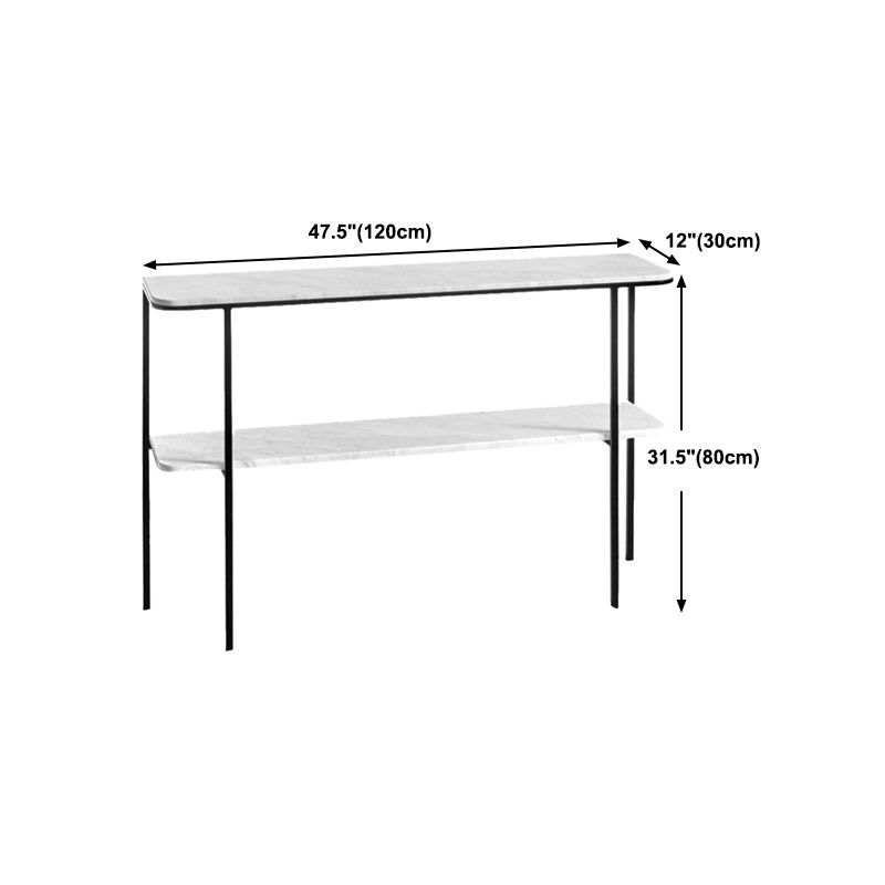 Modern Marble Console Table 12" W Rectangle 1-shelf Accent Table for Hall
