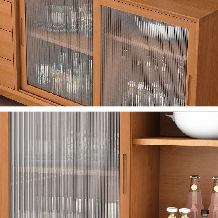 Two Doors Four Drawers Sideboard Brown 32-inch Height Buffet Table for Living Room