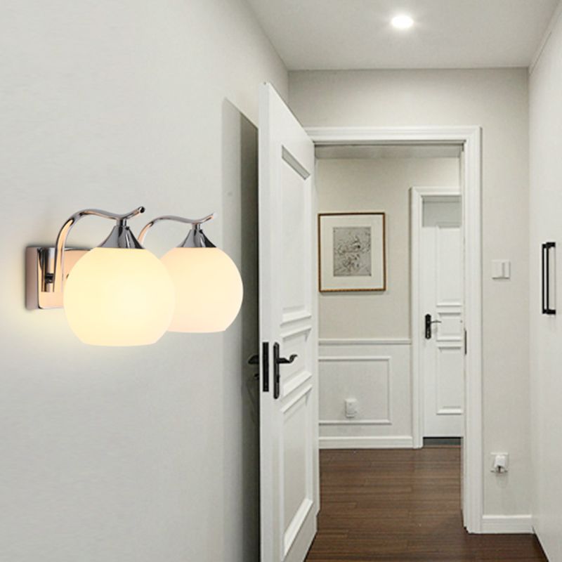 Modern Style Wall Mount Lamp Spherical with Glass Shade for Bedroom