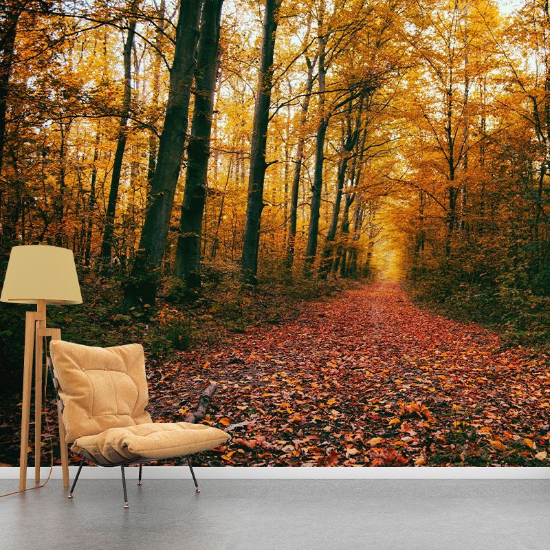 Yellow Forest Mural for Sleeping Room Moisture Resistant, Custom Size Available