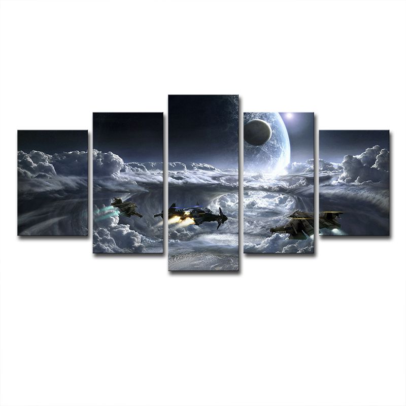 Outer Space Fighters Canvas Print Fictional Multi-Piece Living Room Wall Art Decor