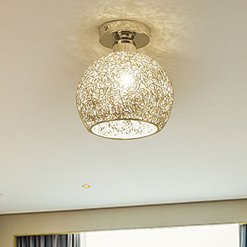 Romantic Globe Flush Mount Light 1 Head Metal und Clear Crystal Deckenleuchte in Chrome für Korridor