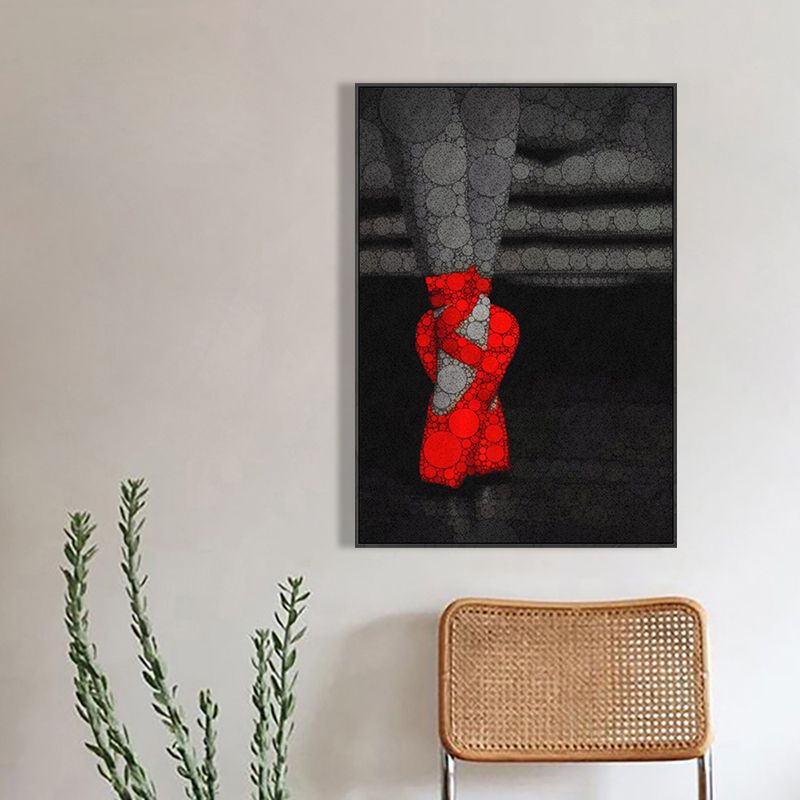 Textured Dancing Scene Painting Canvas Contemporary Wall Decor for Girls Bedroom