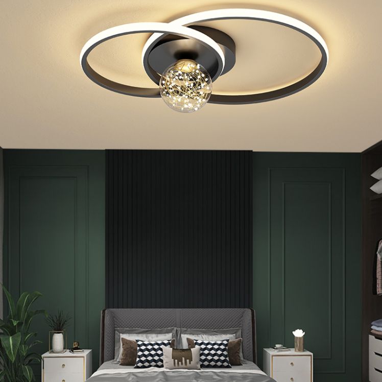 1-Luz de techo de color negro Montura de LED de metal de montaje en negro de techo para dormitorio