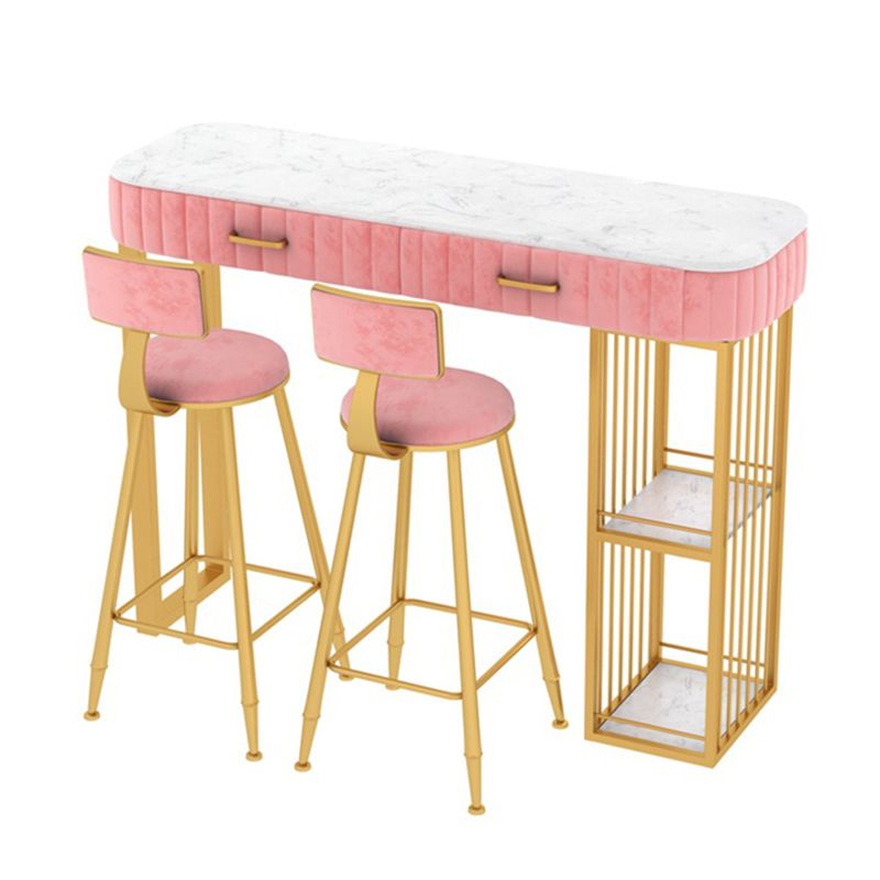 Faux Marble Counter Height Pub Set 1/2/3 Pieces Bar Stool and Table Set