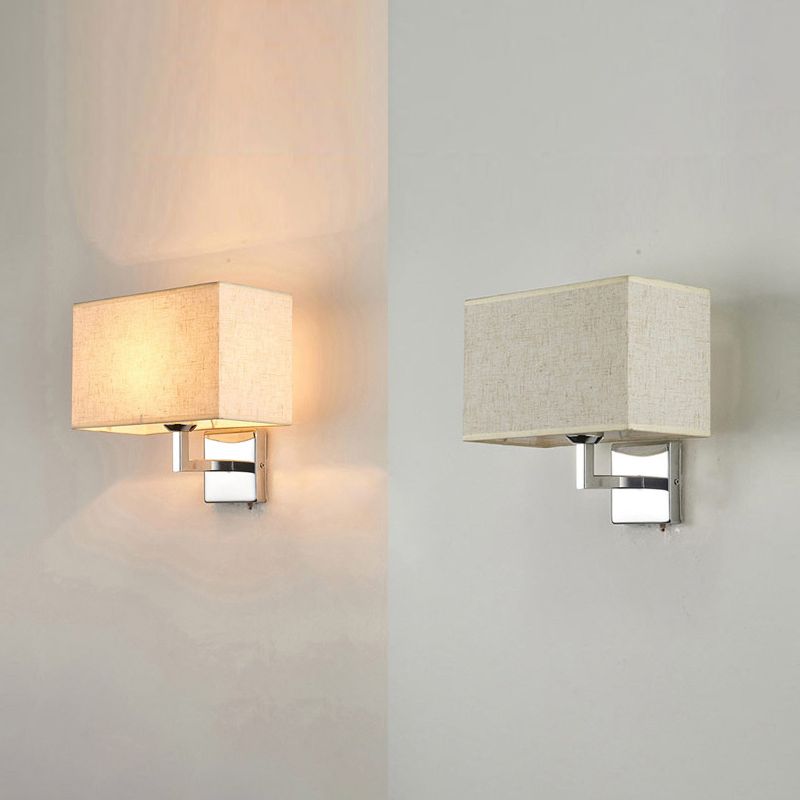 Rectangular Fabric Wall Lamp Minimalist 1 Head Wall Mounted Lighting for Bedroom