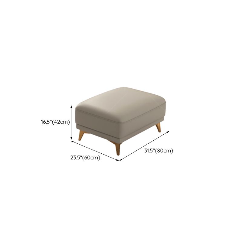 Genuine Leather Biscuit Back Sofa Modern Beige Flared Arm Cushions Sofa