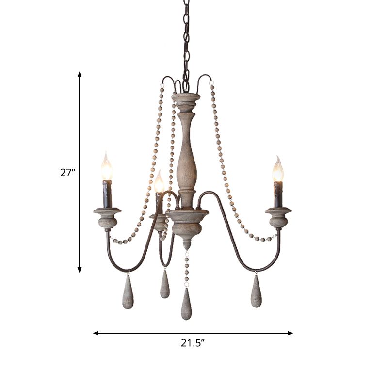 Farmhouse Spouping Arm Chandelier Wood suspendu plafond plafond avec candélabre Design