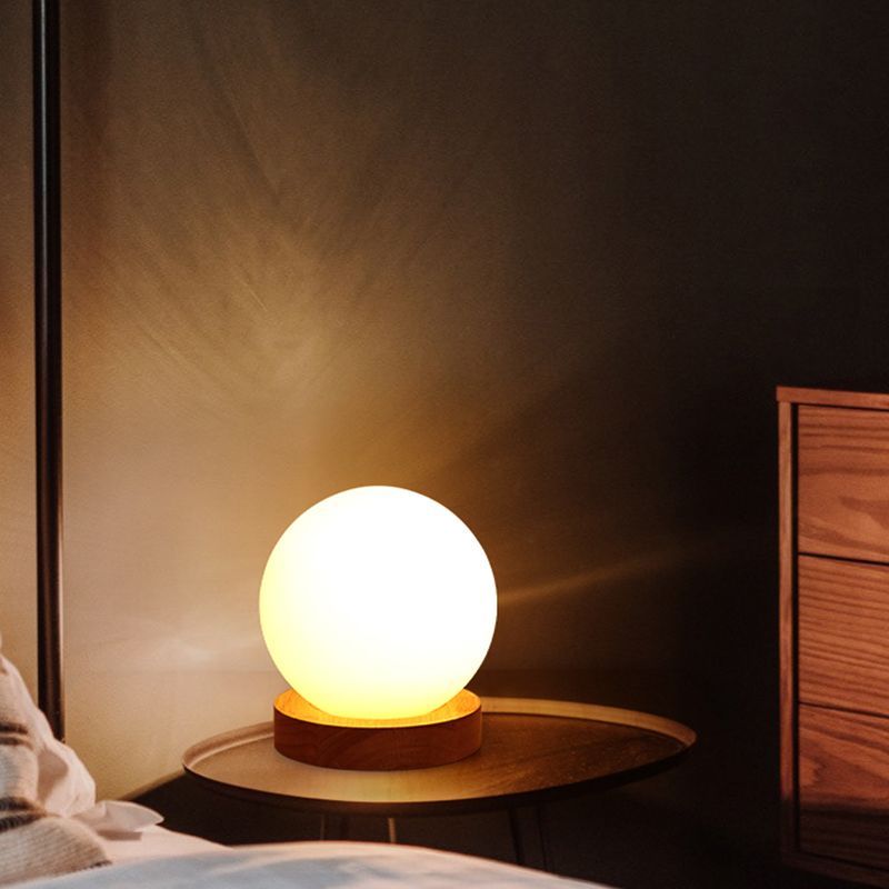 Modern Night Table Lamps 1-Light Nightstand Lights with White Glass Shade for Bedroom