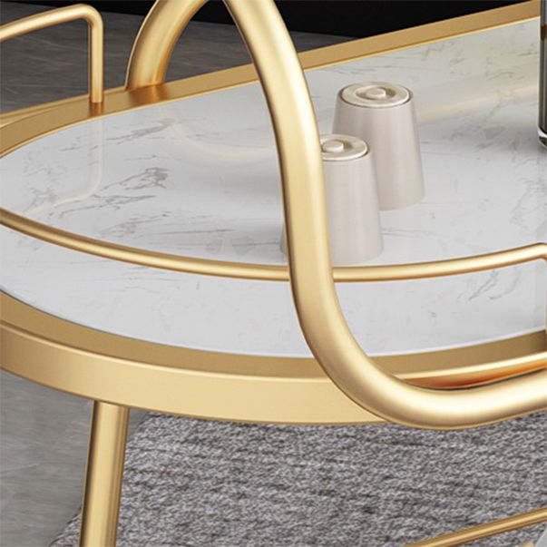 Contemporary Oval Metal Prep Table 32.28"H Rolling Prep Table for Dining Room
