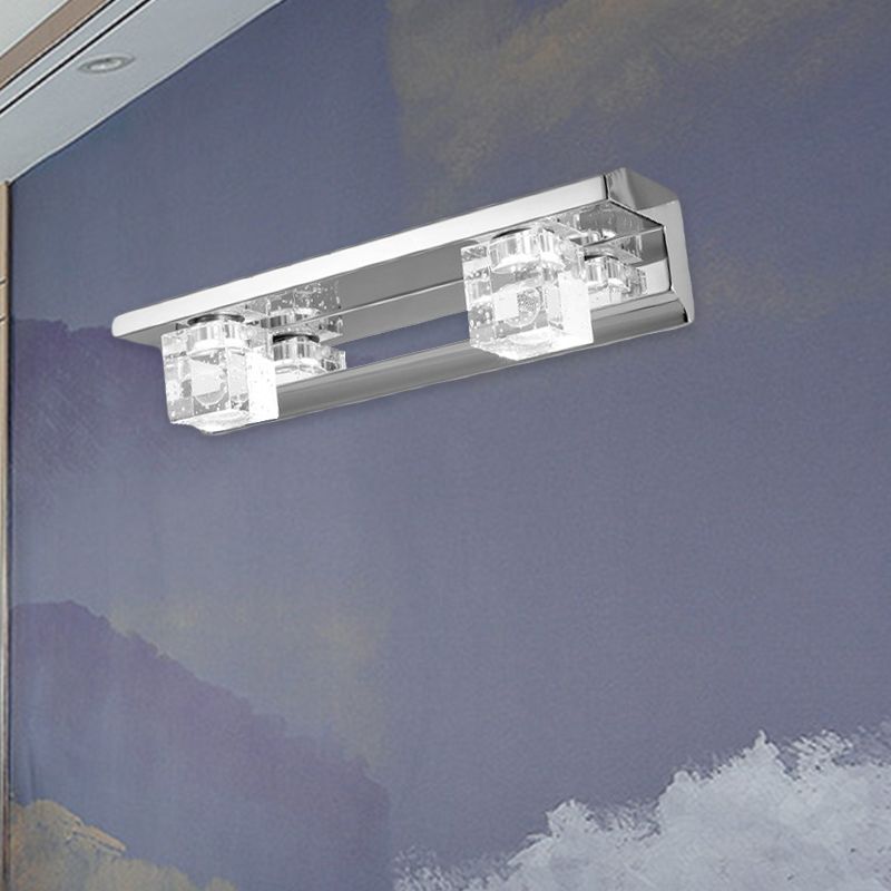 Finis finale linéaire Vanité Sconce Cube de cristal moderne 2/3 têtes de bain LED Mur monture murale en lumière chaude / blanche