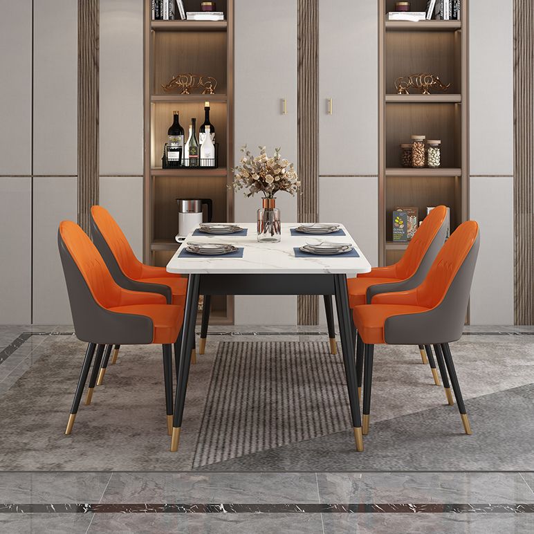 Modern Style Rectangle Stone Table Standard Height Dining Table with 4 Legs