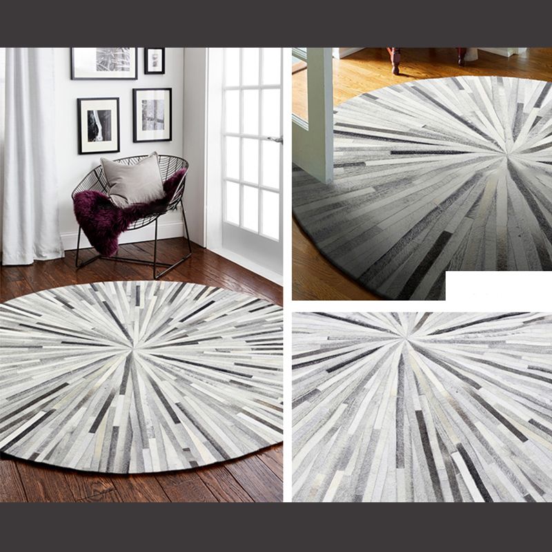 Fancy Pink Geometric Pattern Area Rug Cowhide Area Carpet Anti-Slip Washable Rug for Living Room