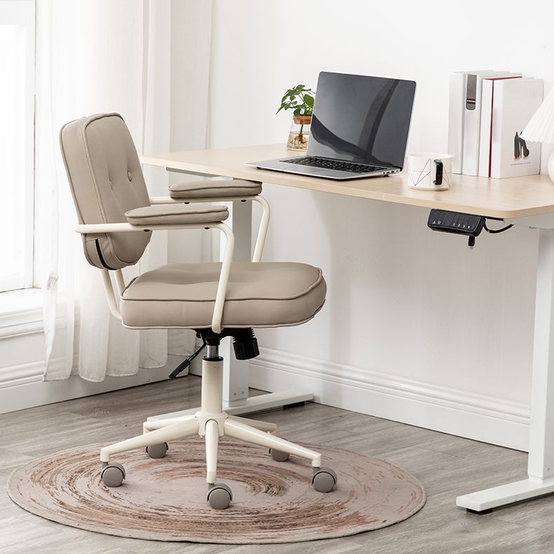 Minimalist Style Swivel Leather Dining Chair Open Back Dining Side Chair