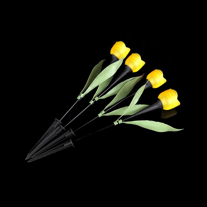 Contemporary Artificial Tulip Solar Ground Light Plastic Backyard LED Landscape Light