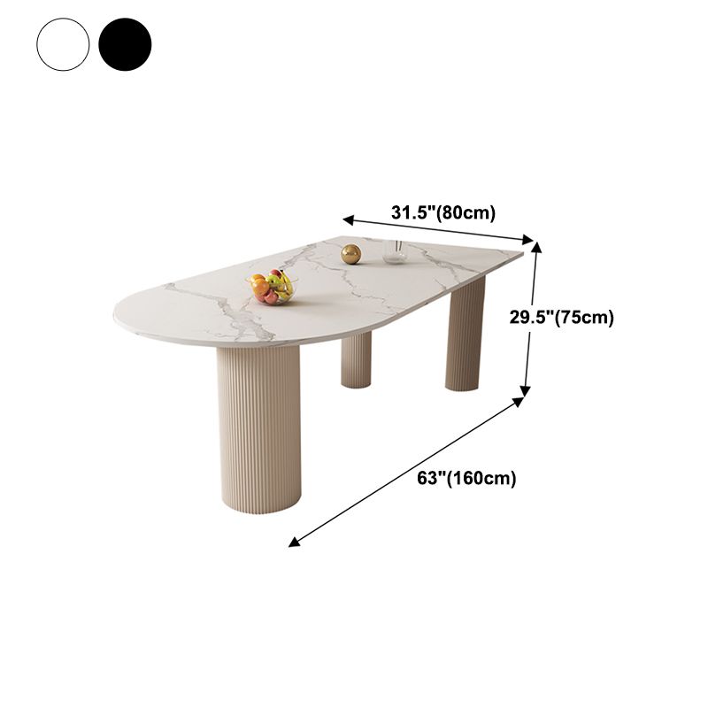 Free Form Stone Top Dining Table Solid Wood Base Dining Table for Kitchen