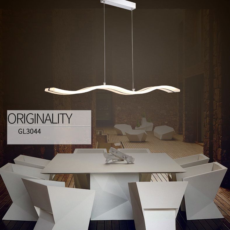 Pendante Wave Island Lights Assemblées d'éclairage de lustre en acrylique moderne pour le restaurant