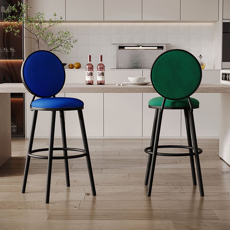 Industrial Backrest Counter Stool Iron Bar Stool with Cushion and Pedal for Kitchen