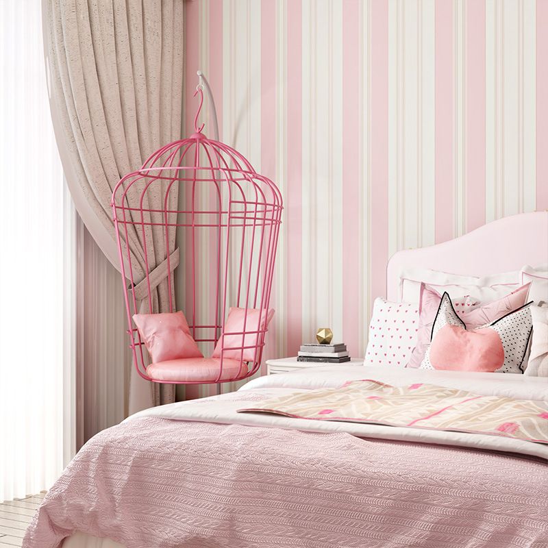 Non-Pasted 20.5-inch x 33-foot Contemporary Vertical Stripe Wallpaper for Kids' Bedroom