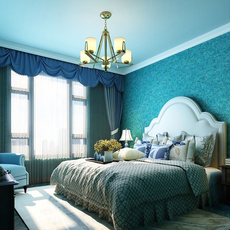 Antiqued Blue Crackle Look Wallpaper Water-Resistant Wall Decoration for Living Room