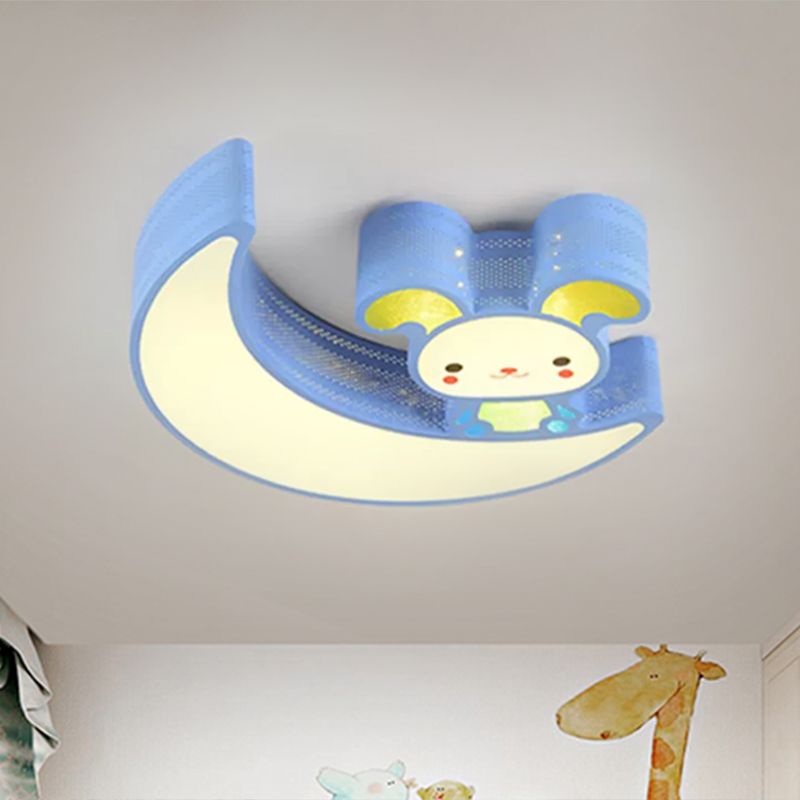 Acryl Maan en Konijntje Inbouwlamp Cartoon Mooie LED-plafondlamp voor gamerkamer