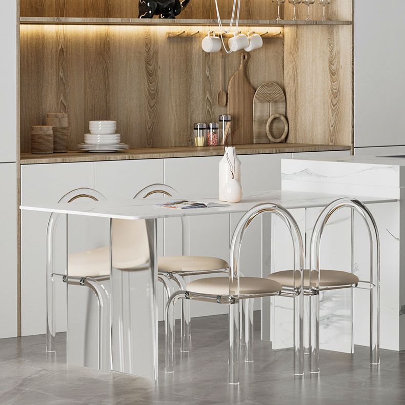 Modern Dining Set 1/2/5 Pcs Rectangle Acrylic Frame Dining Table and Chairs