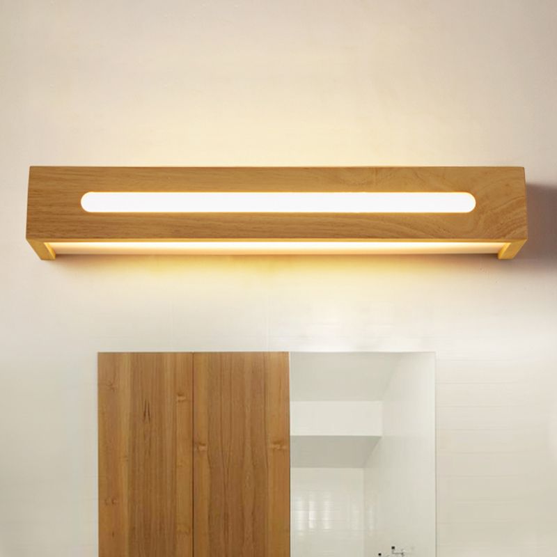 Rechthoekige LED -wand SCONCE Minimalistisch houten 14 "/18" /21,5 "breed 1 licht bad ijdelheid licht met diffuser in warm/wit licht