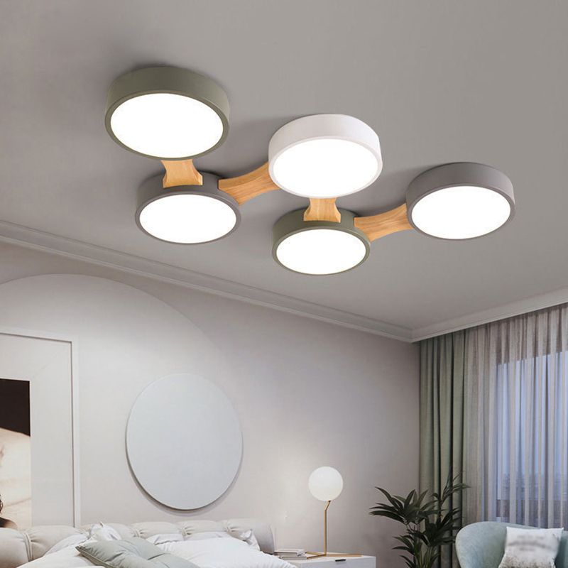 Moderne minimalistische LED-plafondlamp Houten Spoetnik Inbouw met acrylkap