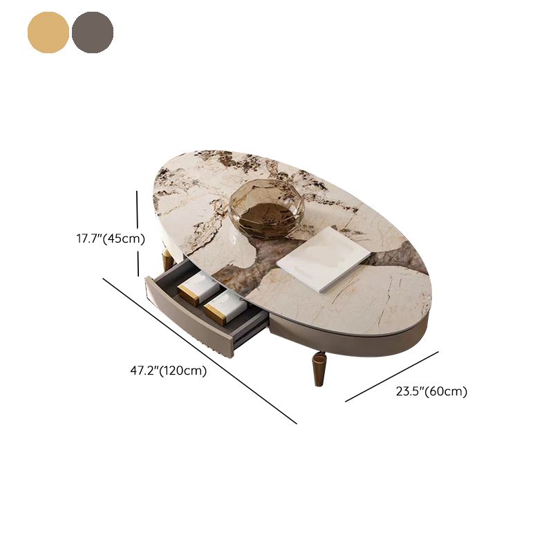 17"H Glam Coffee Table Slate Single Coffee Cocktail Table with Storage