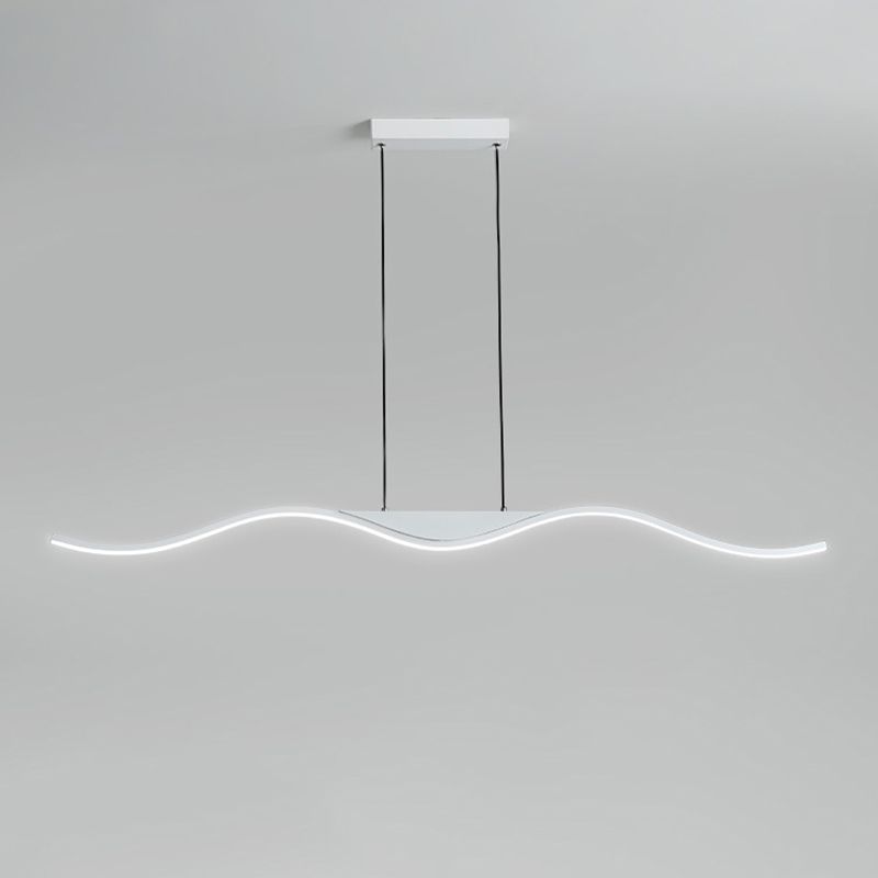 Single White Modernism Kitchen Island Lighting Unique Metallic Ceiling Light