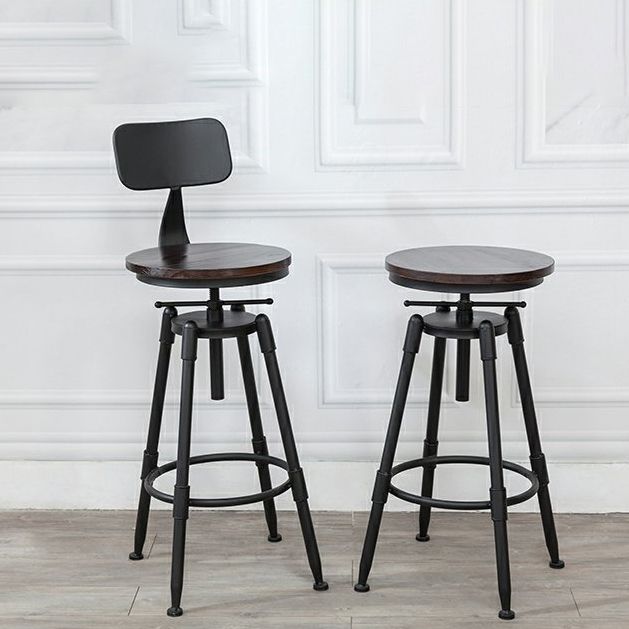 Modern Style Round Seat Barstool Wood Counter Bar Stool with Wood Legs