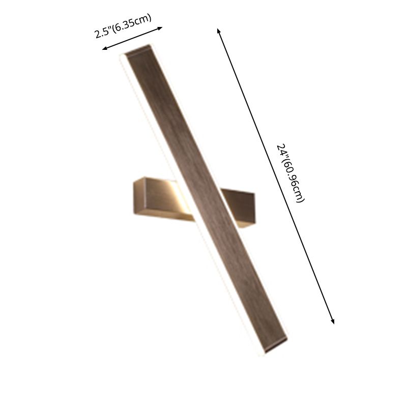 Brown Rectangular LED Wall Lamp in Modern Artistic Style Aluminium Rotatable Wall Light for Bedroom
