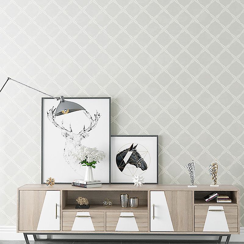Minimalist Lattice Wallpaper for Living Room 57.1-sq ft Wall Art in Pastel Color