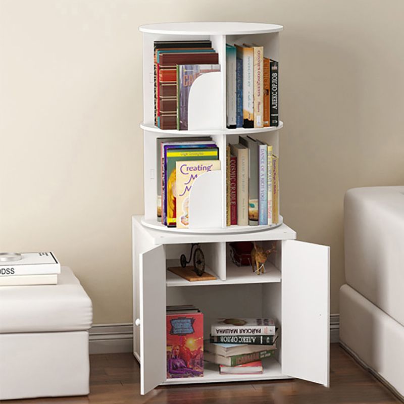 Modern White Bookcase Corner Engineered Wood Bookshelf with Rectangular Shelves
