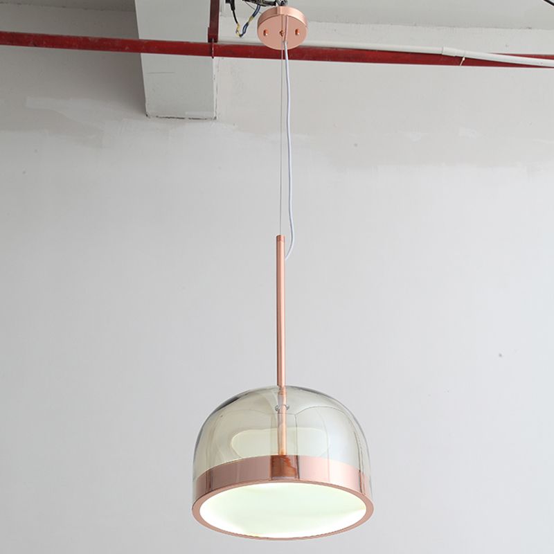 Luz de techo colgante de cúpula de vidrio transparente Postmoderno 1 Cabezal Cobre Copper Kit de luz