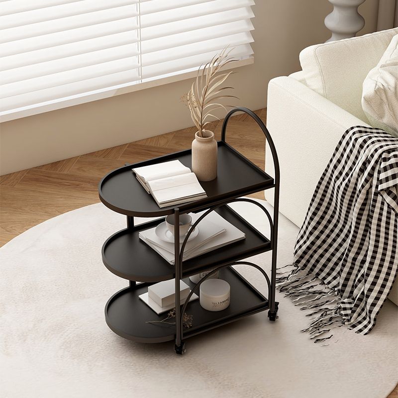 Oval 3-Tier End Table with Casters Modern Side Table with Wheels