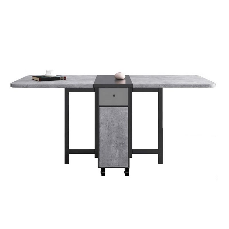 Moderne moderne rechthoekige eettafel drop-bladtafel met vaste houten basis met vaste houten basis