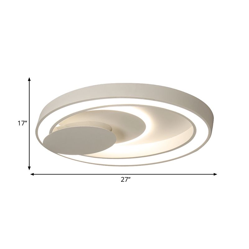 23"/27"/34.5" W White Oval Close to Ceiling Light Simplicity Metal Bedroom Led Flush Ceiling Lamp in Warm/White