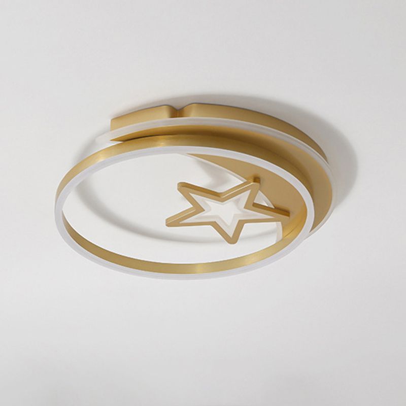 Moon And Star Flush Mount Ceiling Light Contemporary Acrylic Ceiling Mount Light Fixture for Children Bedroom