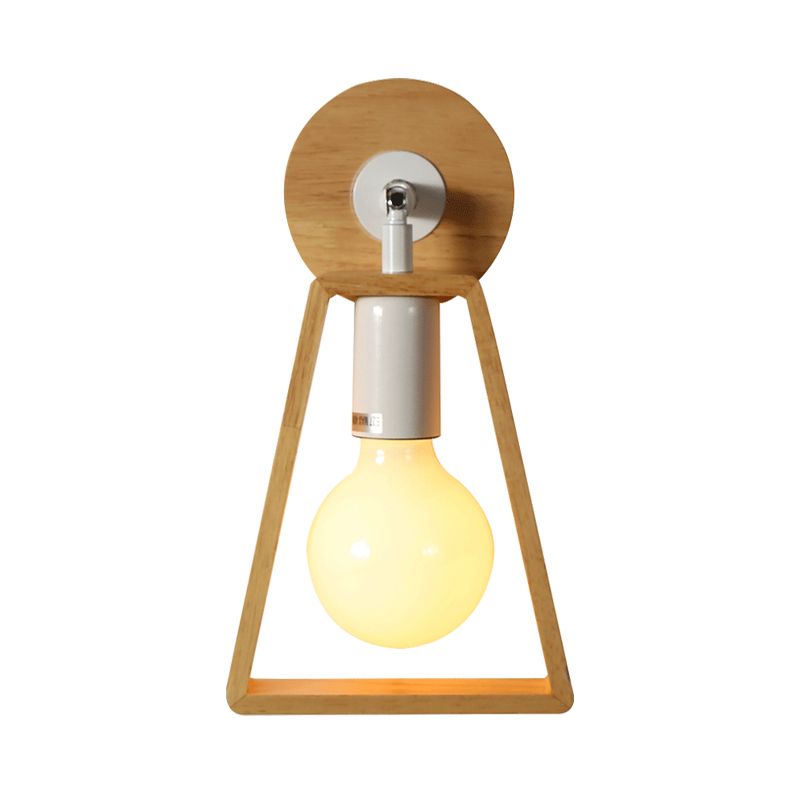 Bulbe exposé lampe murale rotatif en bois simple 1 tête de chevet idées d'icrécations avec cadre trapézoïdal