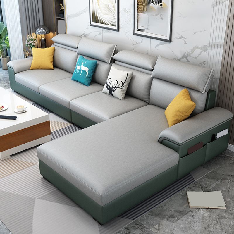 Modern Style Sofa Bed Solid Wood Frame Imitation Leather Built-in Armrest Sofa